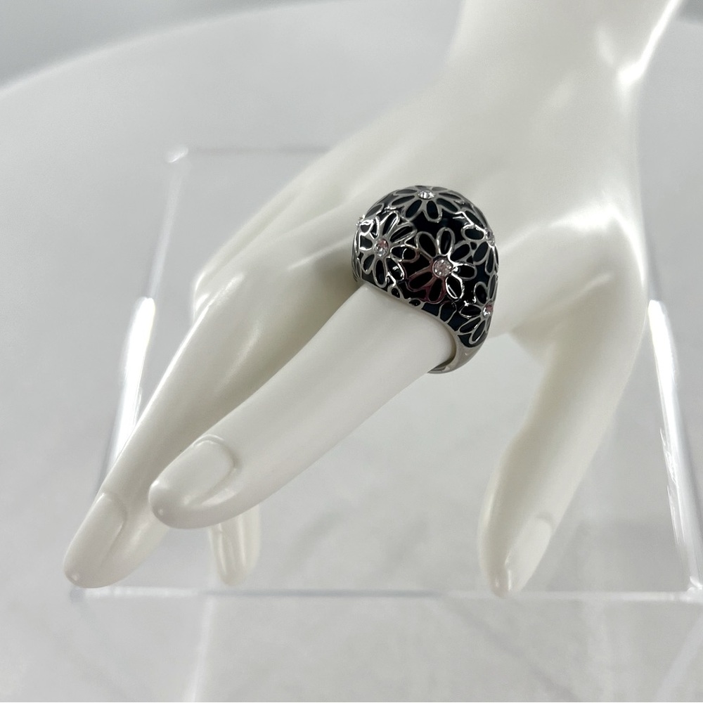 Coach Flower & Crystal Domed Ring